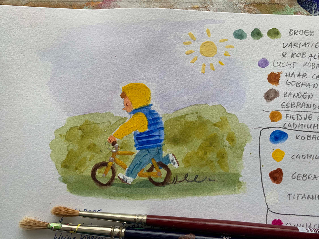 Met vijf kleuren een jongetje opgepikt.